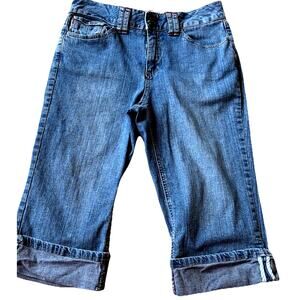 VTG 90s Cuffed Capri Jeans Stretch Coastal Nautical Boho Beach Retro Hong Kong 8